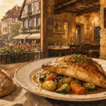Restaurant le stras : assiette de volaille, cuisine de marché, Petite France
