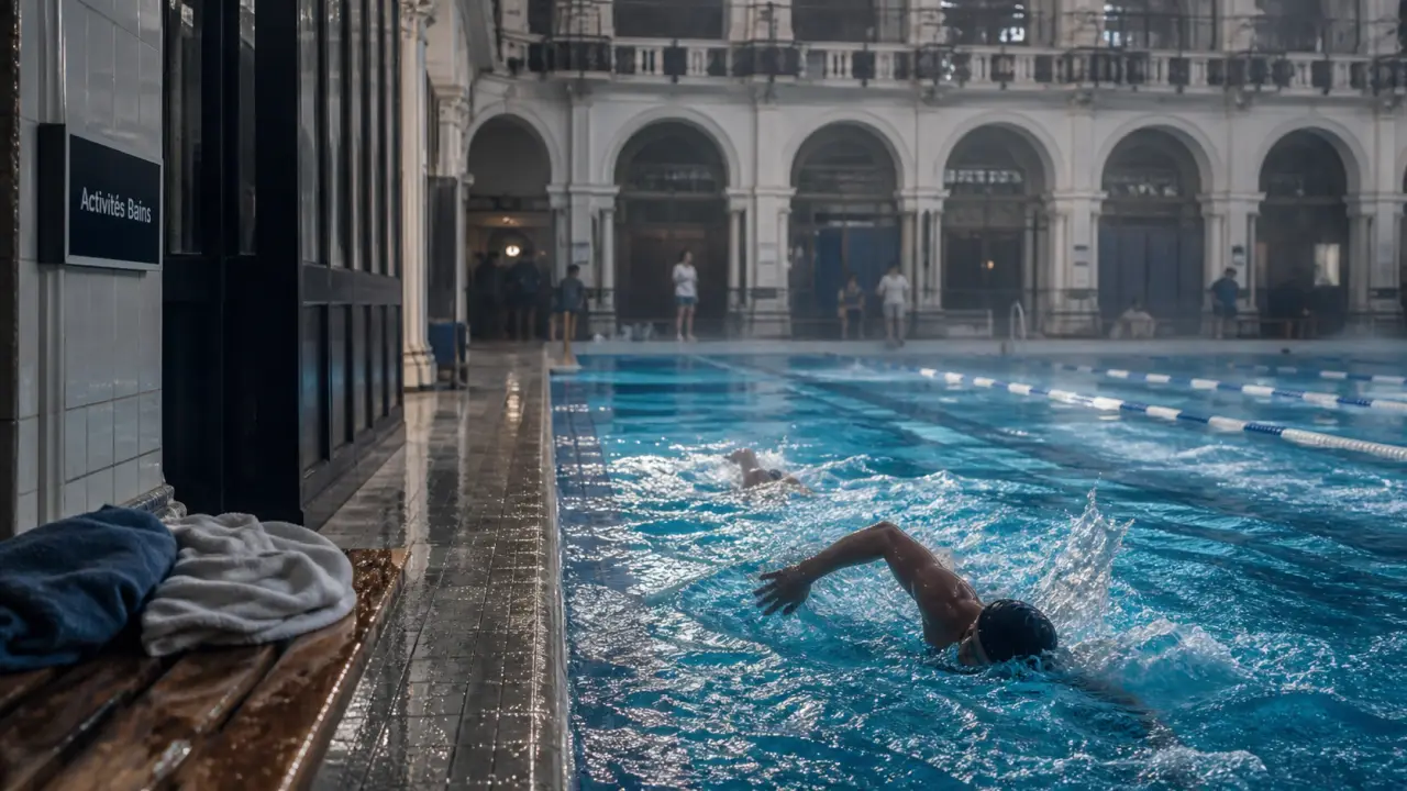 Bains municipaux Strasbourg activités : nageurs dans le bassin municipal
