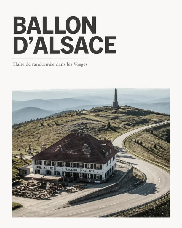 Restaurant ballon alsace : l’Auberge du Ballon d’Alsace au sommet, dans le paysage de montagne