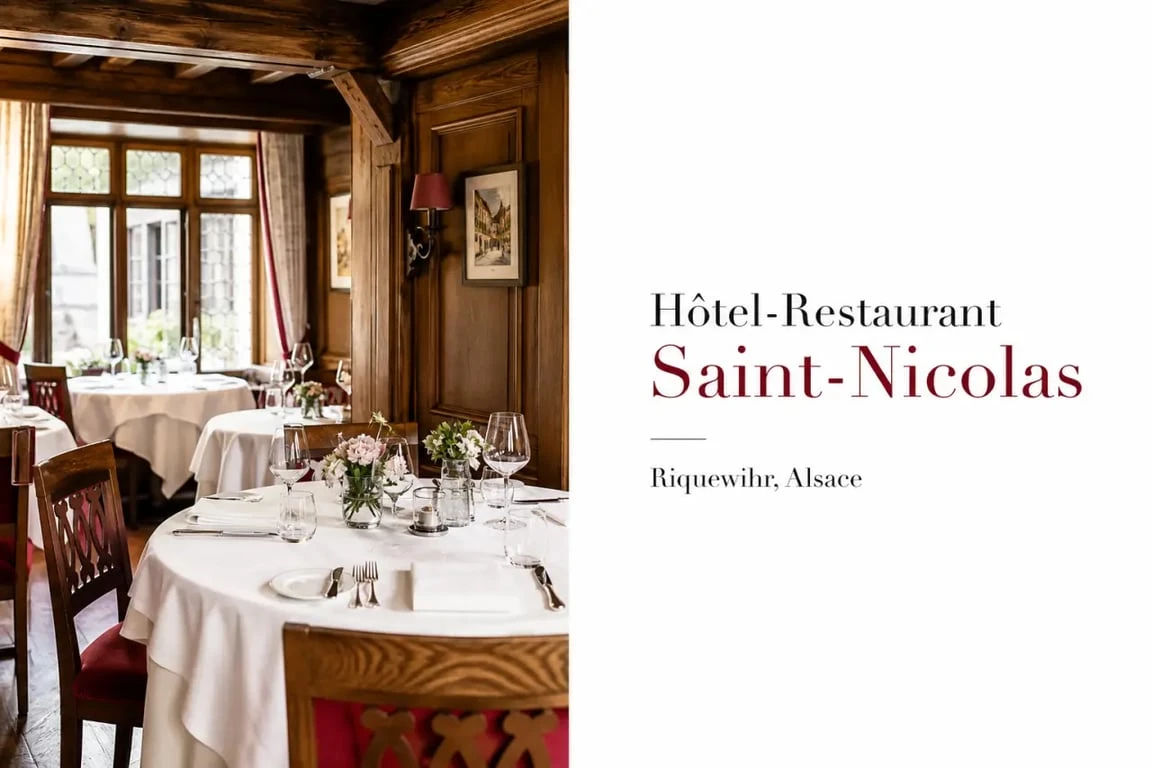 Hotel restaurant saint nicolas riquewihr alsace, salle de restaurant alsacien chaleureuse et authentique