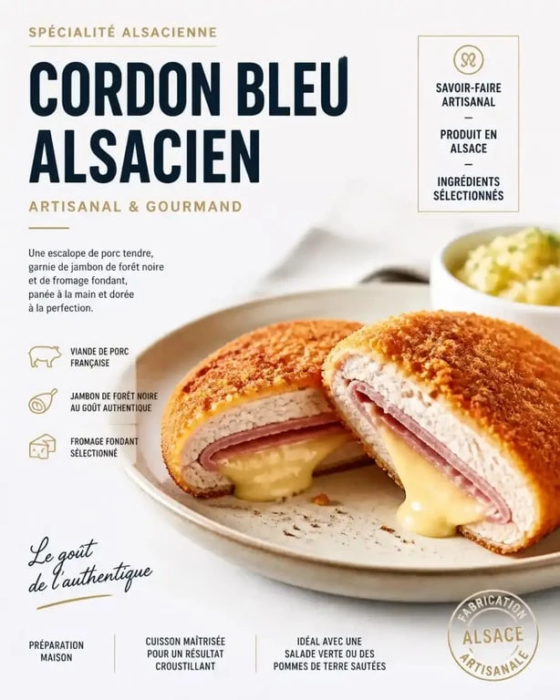 Cordon bleu alsacien traditionnel du restaurant BellAlsace à Gerstheim