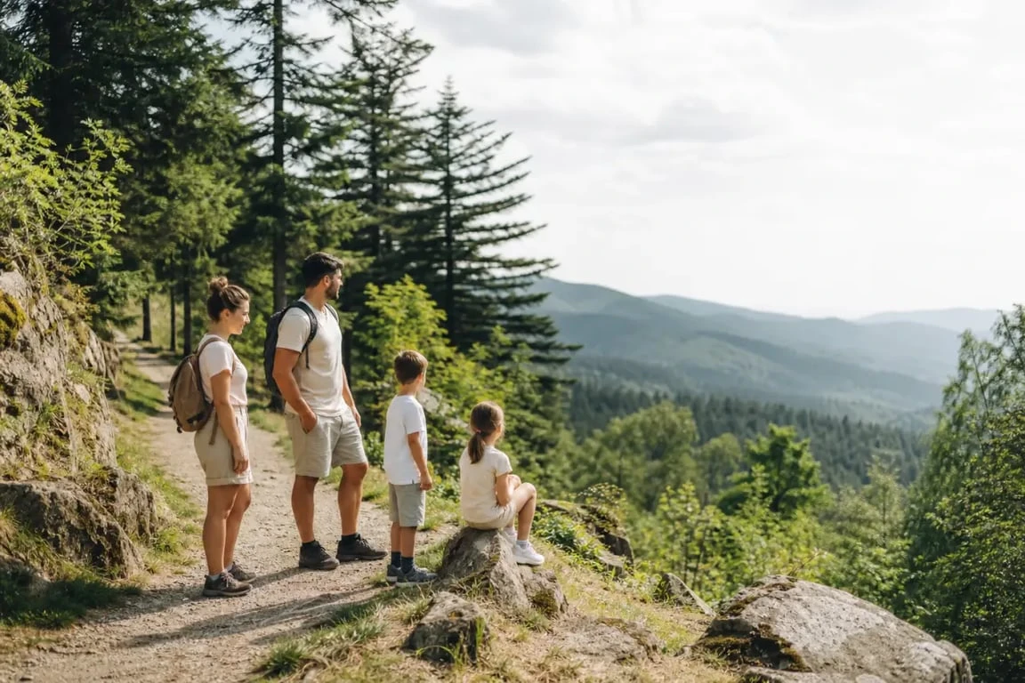 Activités en Alsace : famille en randonnée facile dans les Vosges