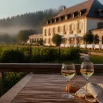 hôtel restaurant Vallée Noble Soultzmatt, Alsace, table en terrasse et vignes