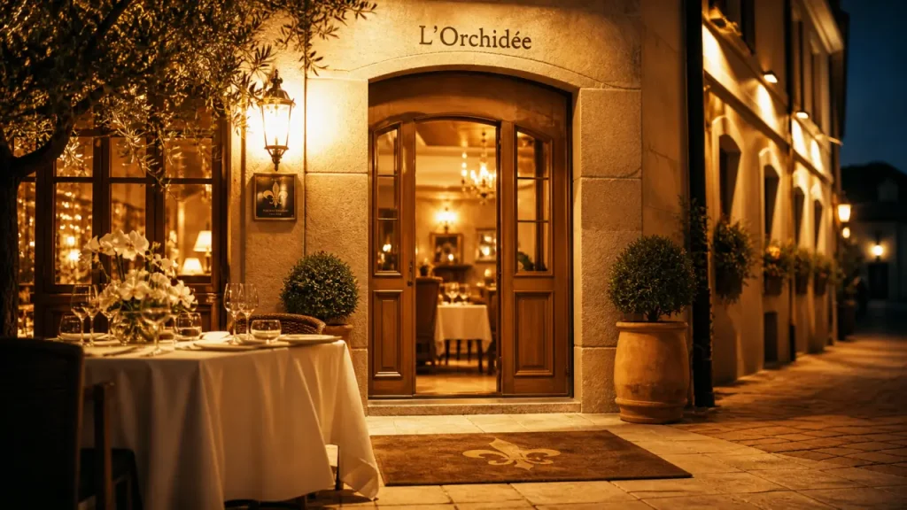L orchidee hôtel restaurant gastronomique ensisheim, entrée à l heure dorée