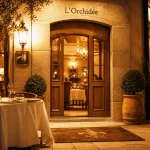 L orchidee hôtel restaurant gastronomique ensisheim, entrée à l heure dorée