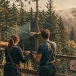 Parc aventure Breitenbach : parcours et tyroliennes en forêt, avec harnais et sécurité