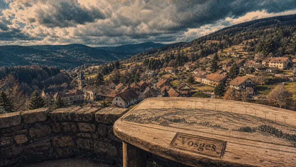Plus beaux villages des Vosges : village vosgien depuis un belvédère