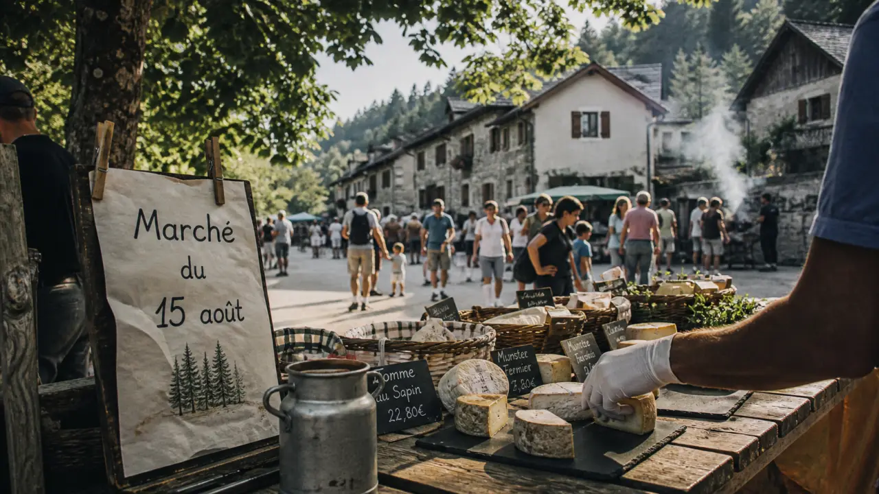 Que faire le 15 aout dans les Vosges : marché du 15 août à Xonrupt-Longemer, produits du terroir