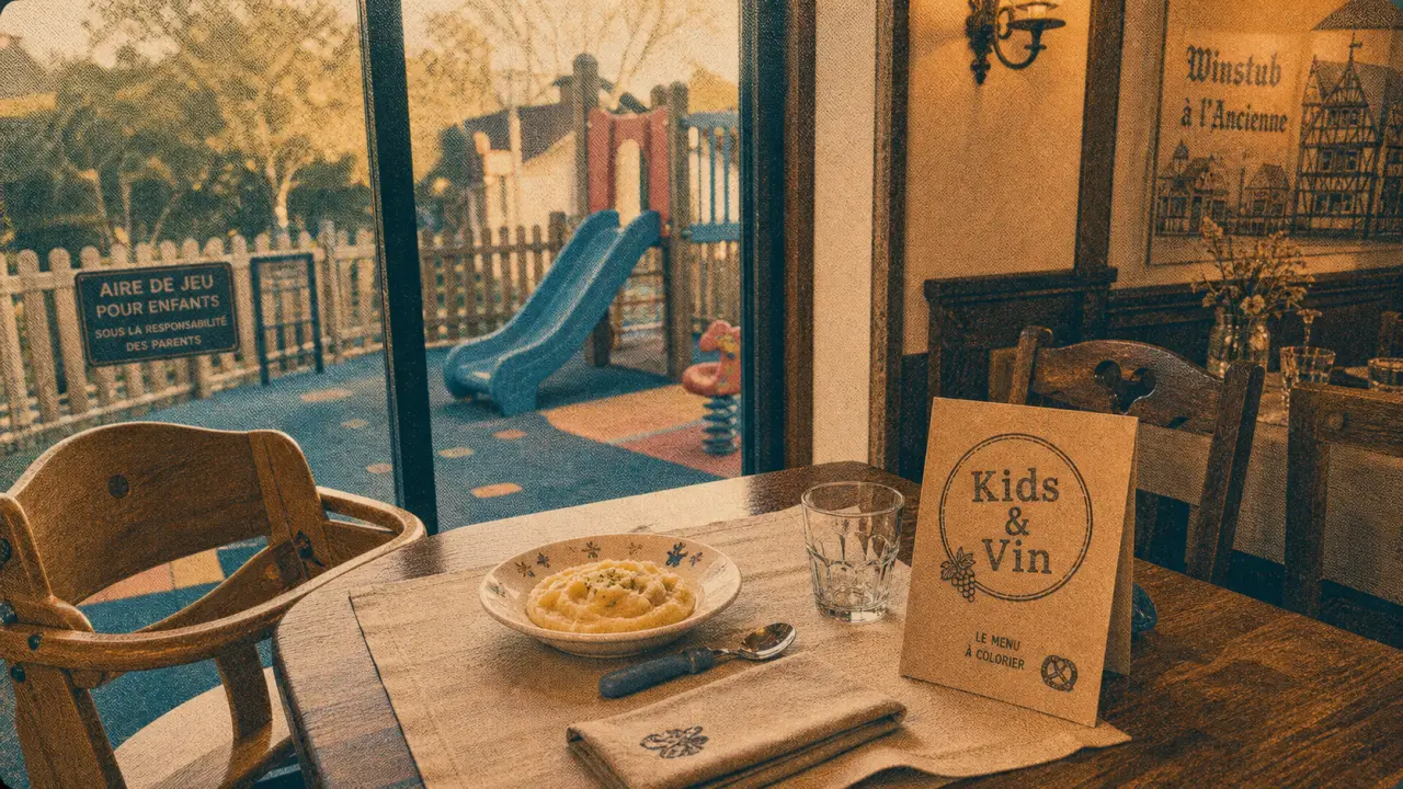 Restaurant avec aire de jeux en Alsace : aire de jeu visible depuis la salle