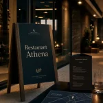 Restaurant Athena Strasbourg, entrée et vitrine de l’hôtel