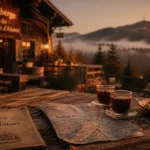 restaurant ballon alsace au sommet, terrasse avec menu et carte