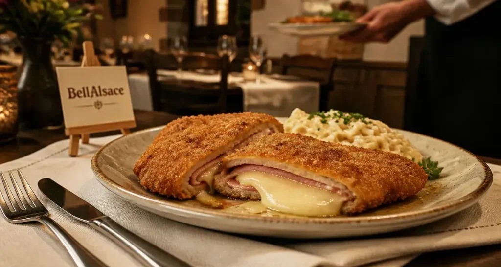 Cordon bleu alsacien au restaurant BellAlsace Gerstheim menu