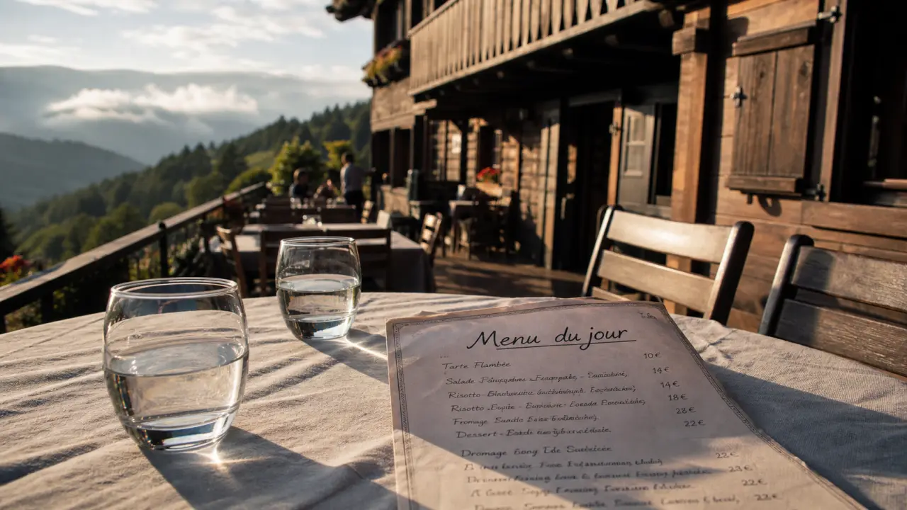 Menu du jour sur terrasse d’un restaurant orbey alsace