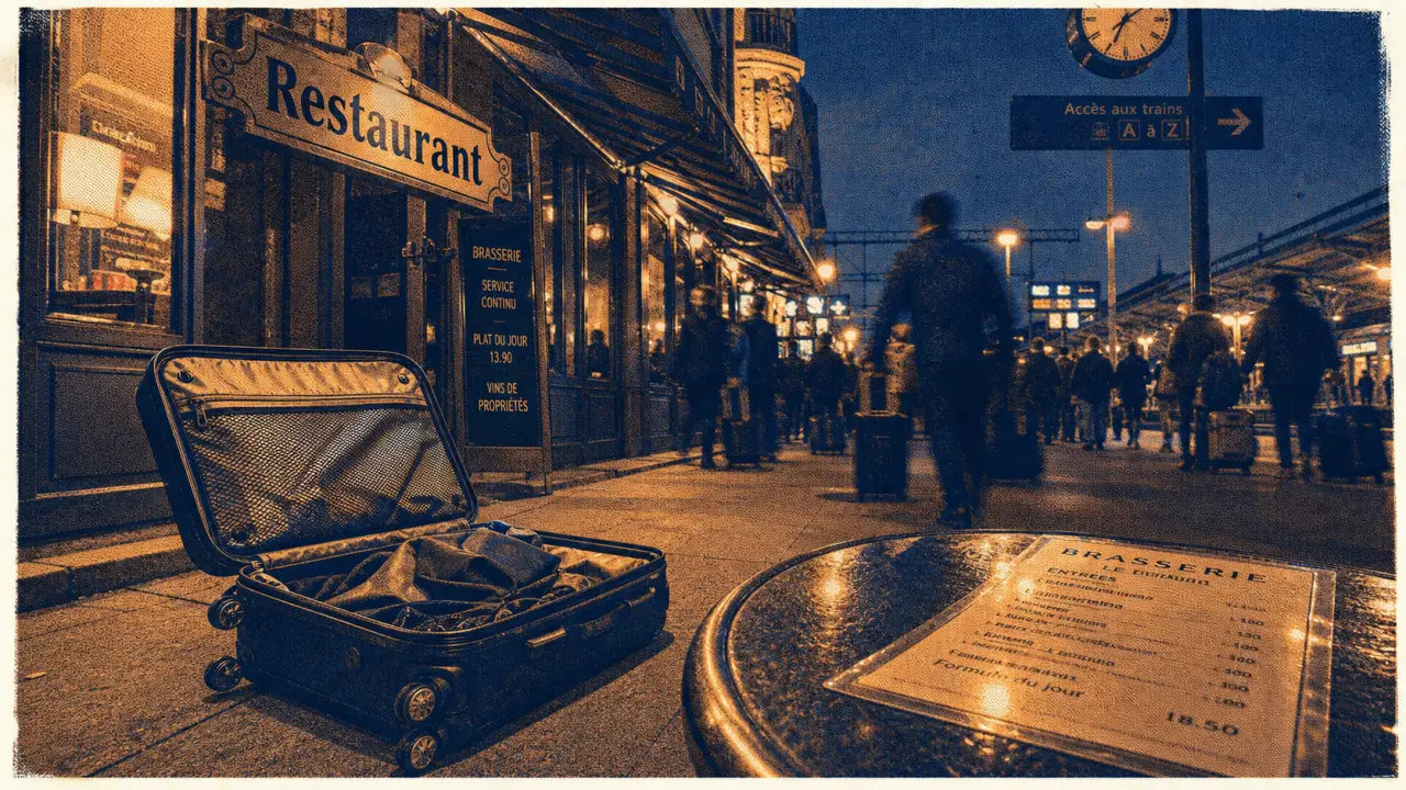 Restaurants gare Strasbourg près de la gare, brasserie éclairée et voyageurs