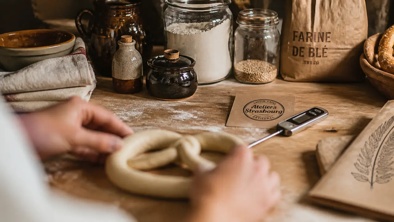 Activités manuelle Strasbourg : mains façonnent un bretzel alsacien en atelier