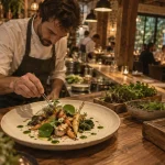 Enfin restaurant Alsace à Barr : assiette végétale de saison, table gastronomique