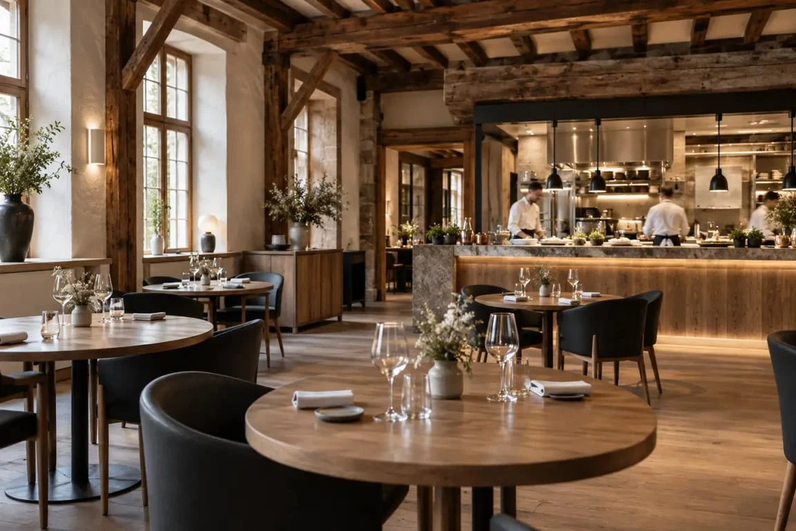 Enfin restaurant Alsace à Barr dans une ancienne menuiserie avec comptoir ouvert