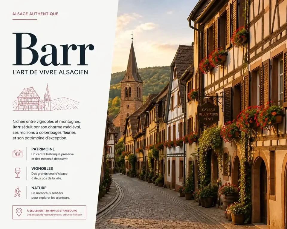 Maisons à colombages typiques dans le centre historique de Barr, Alsace, destination tourisme