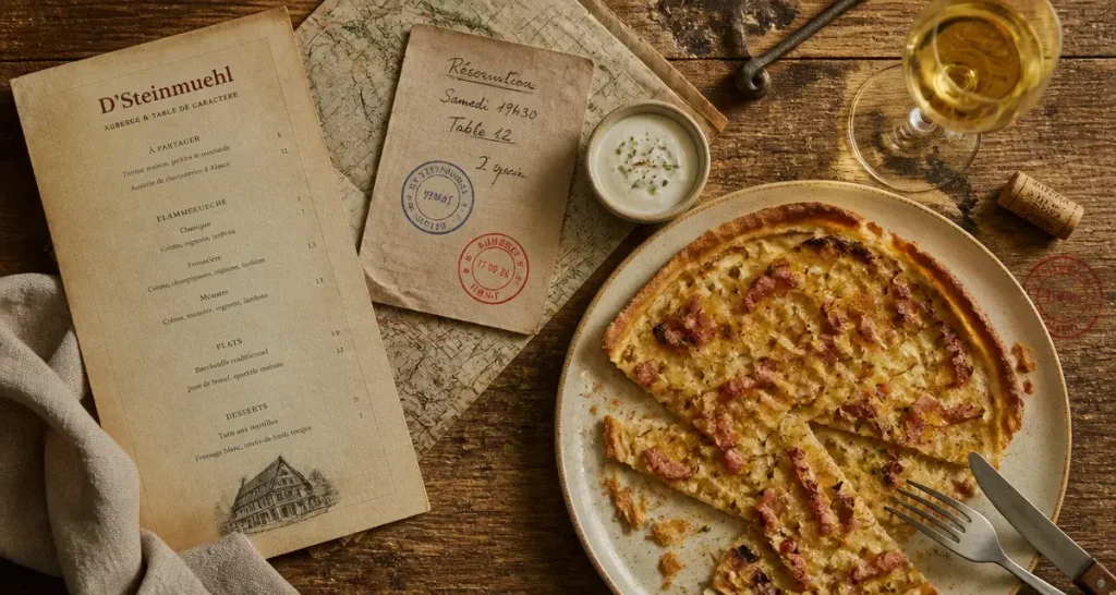 Restaurant lampertheim alsace : tarte flambée D’Steinmuehl