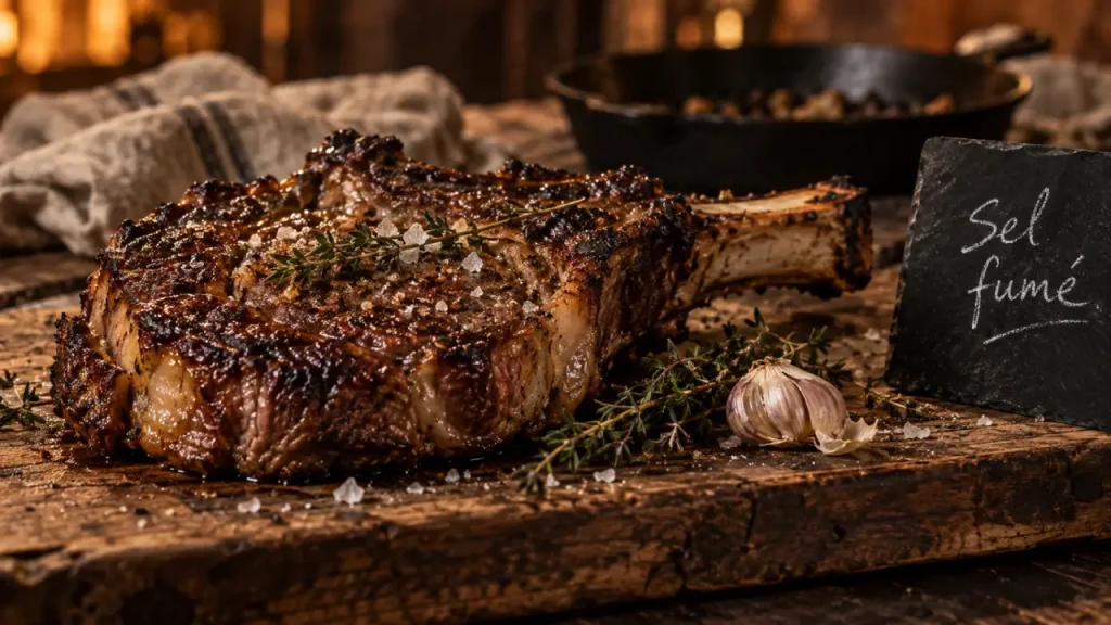 Restaurant viande Alsace : côte de bœuf maturée, sel fumé