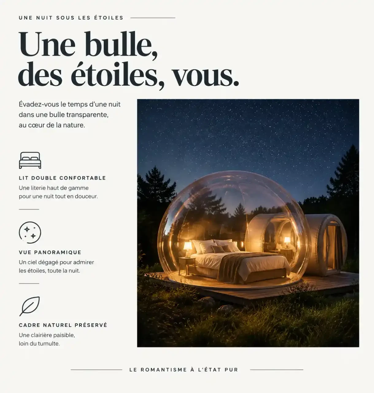 Bulle transparente sous les étoiles, un hébergement insolite du Grand Est pour un séjour en couple