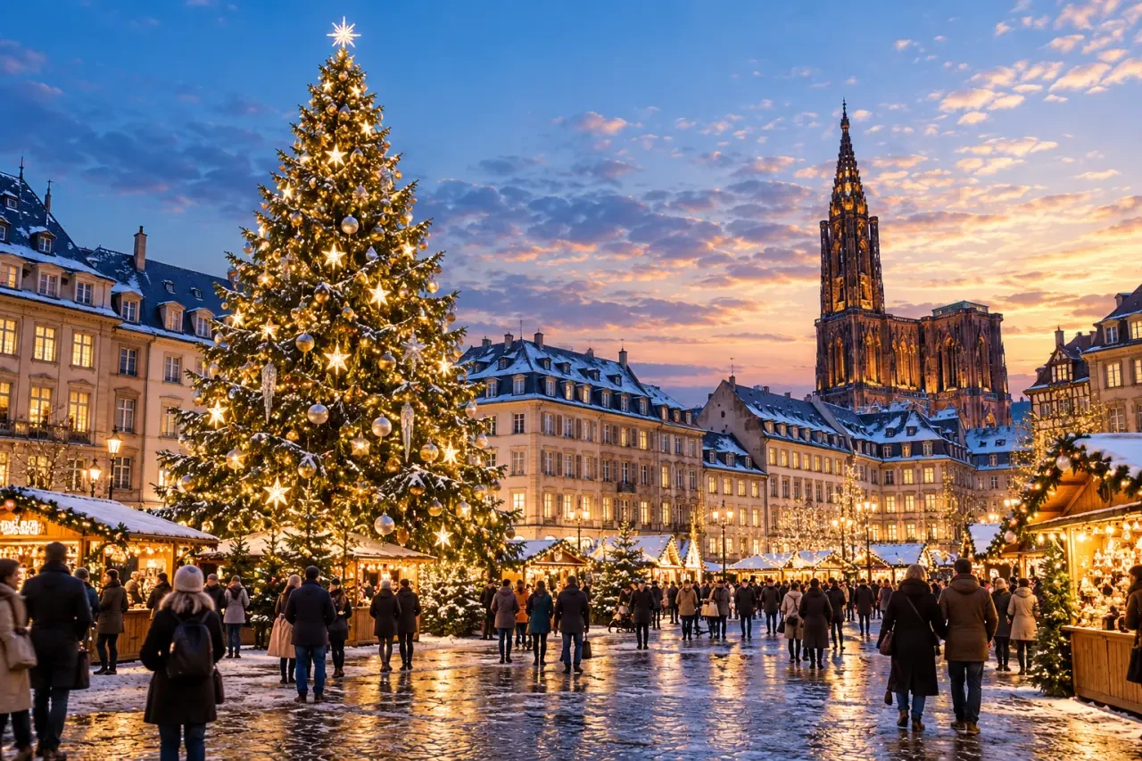 Les plus beaux marchés de noel Strasbourg : Grand Sapin de la place Kléber