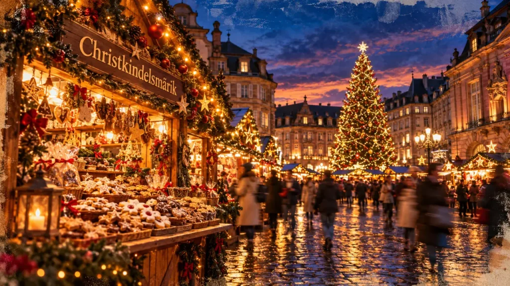 Les plus beaux marchés de noel strasbourg : Place Broglie, chalets et Grand Sapin