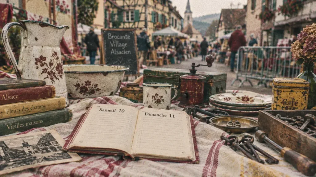Marché aux puces ce week-end en alsace 68 : table brocante, sam.10 dim.11